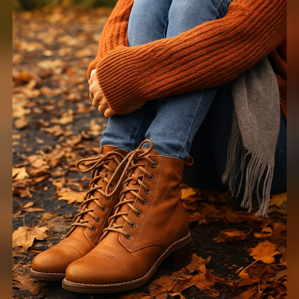 Madewell Tan Lace-Up Ankle Boots